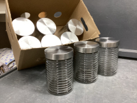 (9) GLASS CANISTERS/JARS WITH SCREW ON LIDS