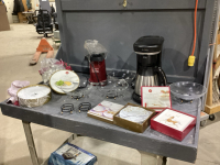 POPCORN AIR POPPER, MR. COFFEE COFFEE MAKER, (6) TEALIGHT HOLDERS, CHRISTMAS DESSERT PLATES , TEALIGHTS